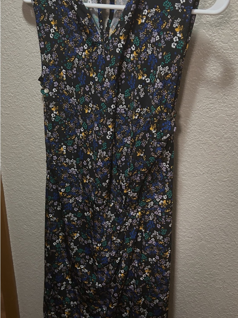 Amazon Essentials Black Maxi Dress with Blue, Green & Yellow Floral Print